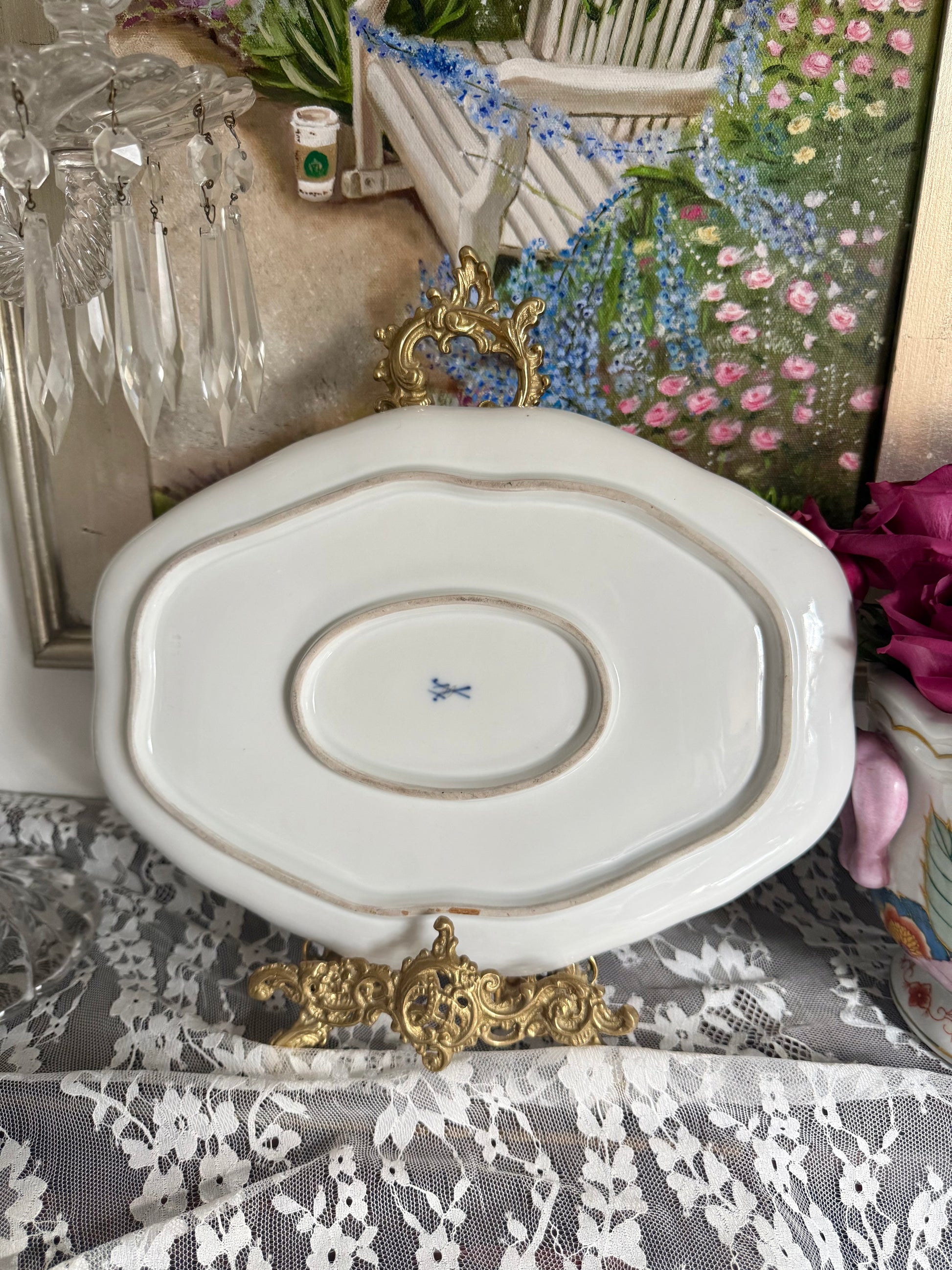 Antique Meissen Floral Platter