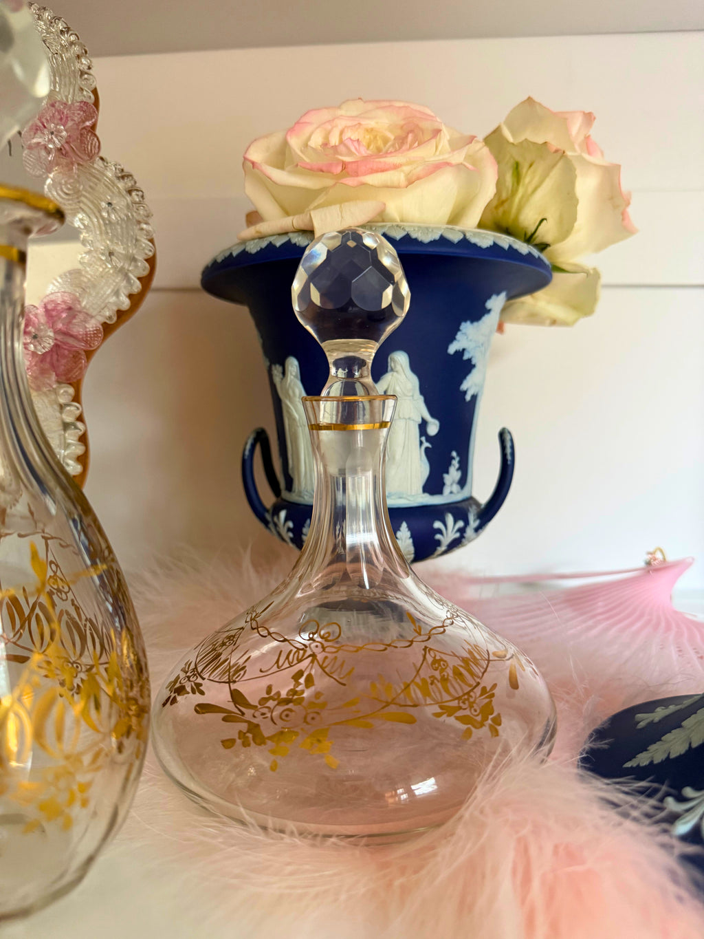 Set of Three Ormolu French Crystal Perfume Bottles