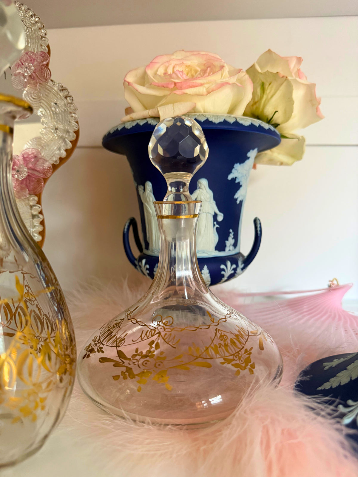 Set of Three Ormolu French Crystal Perfume Bottles