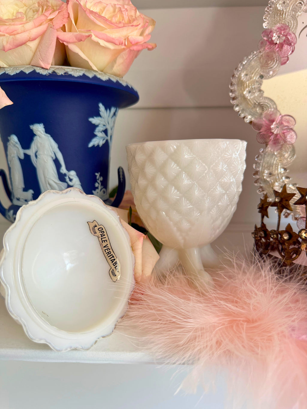 White Opaline Pinapple Compote