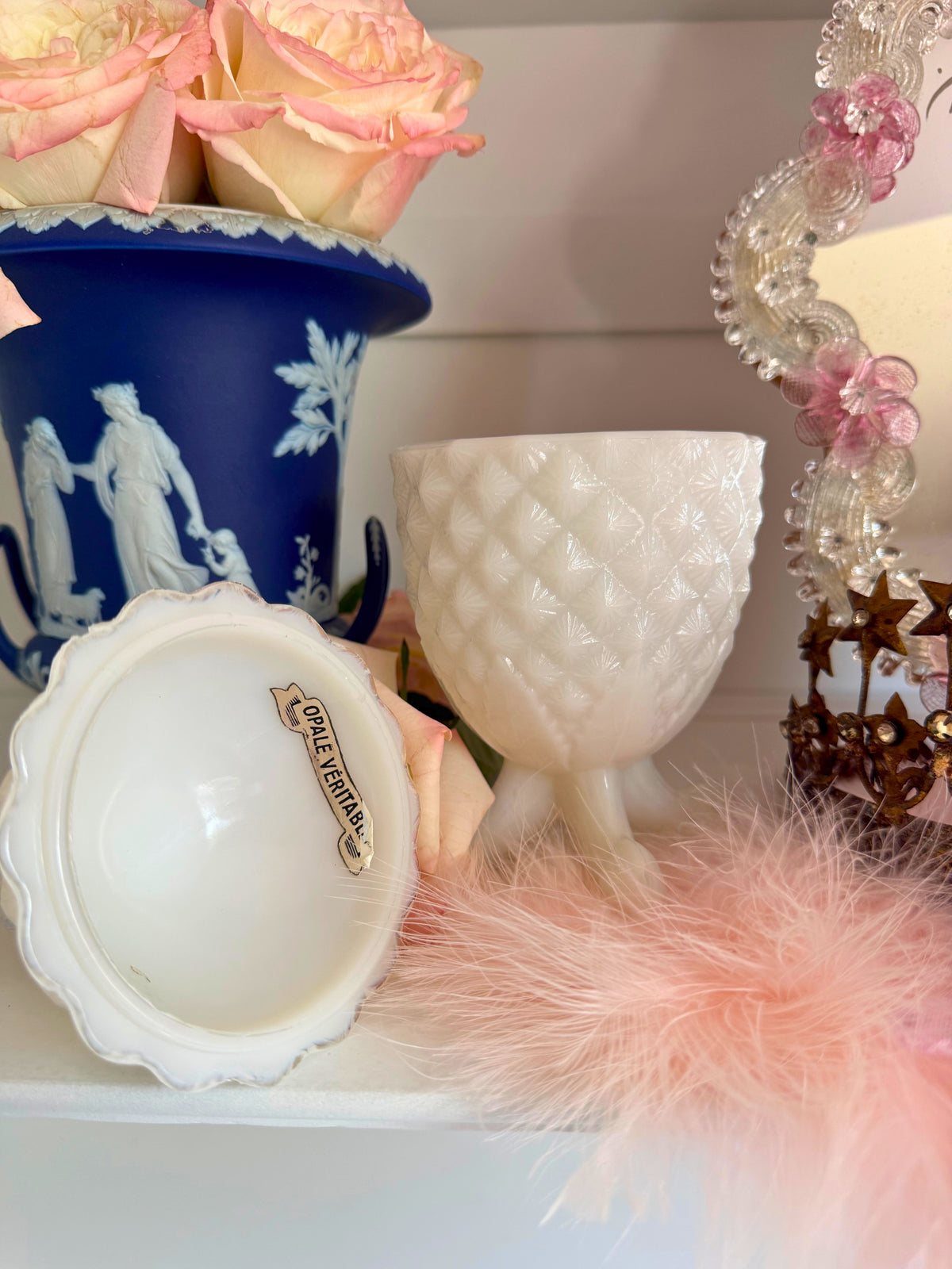 White Opaline Pinapple Compote