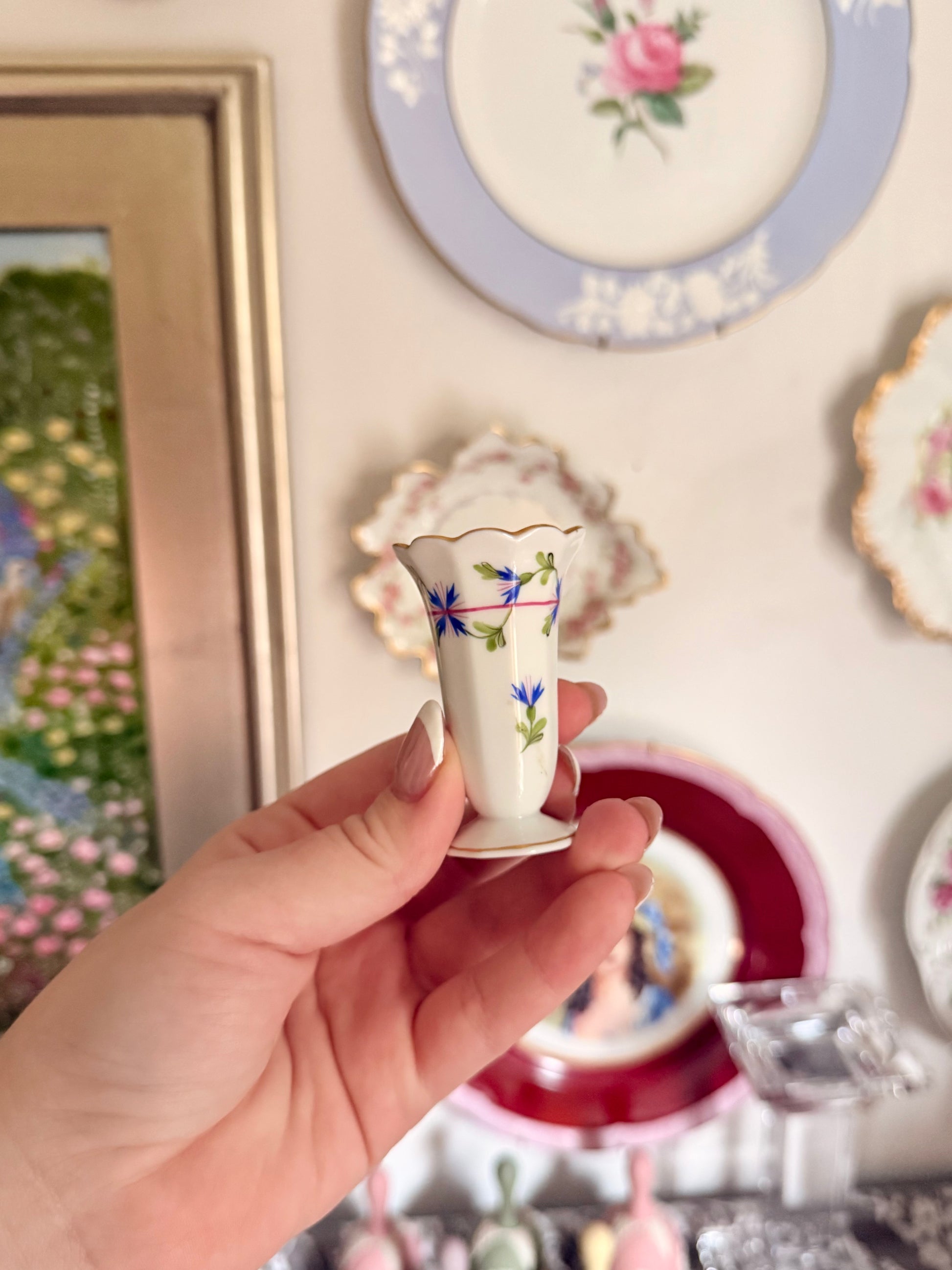 Herend Blue Garland Bud Vase