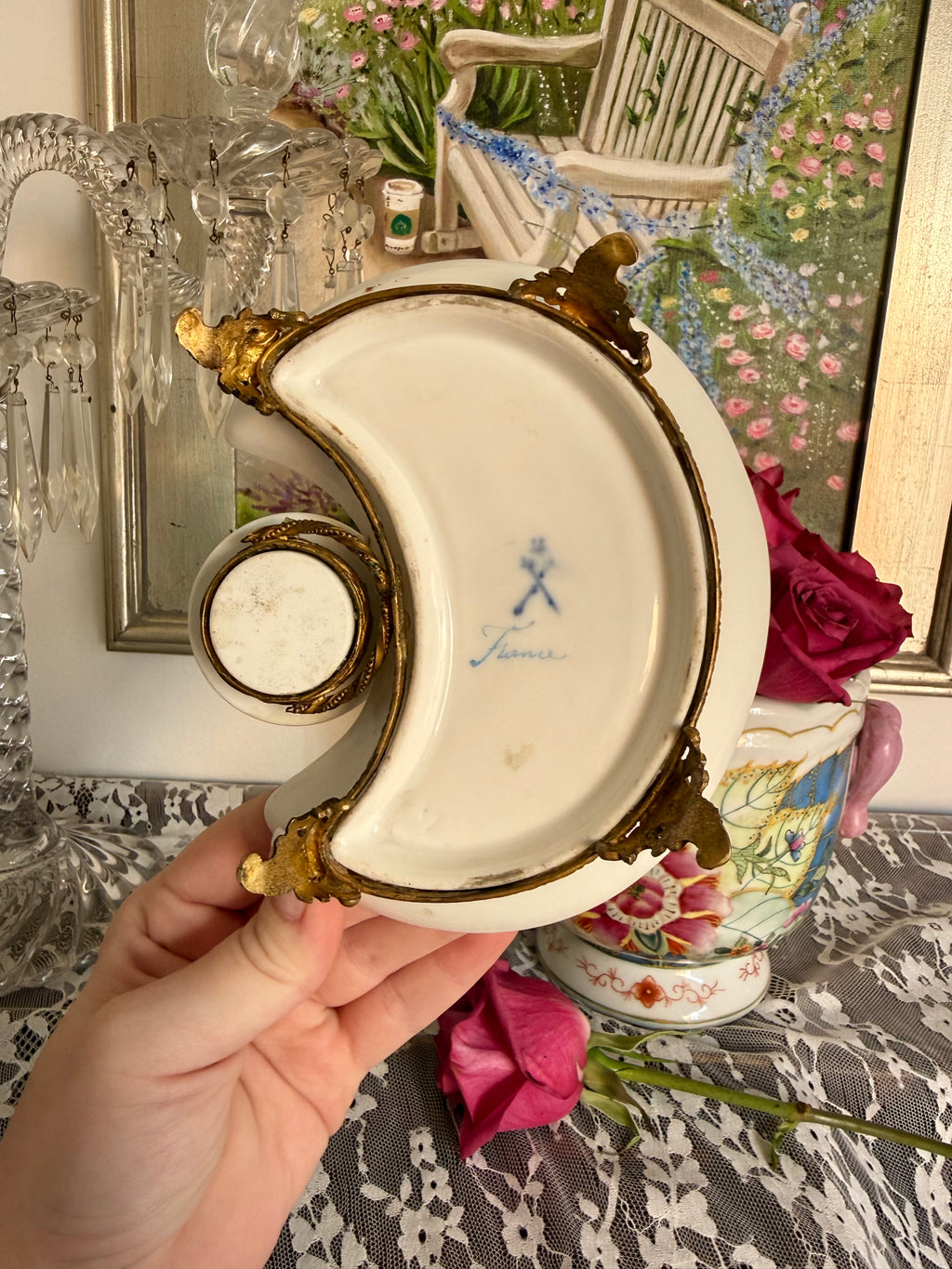 Antique French Porcelain Inkwell