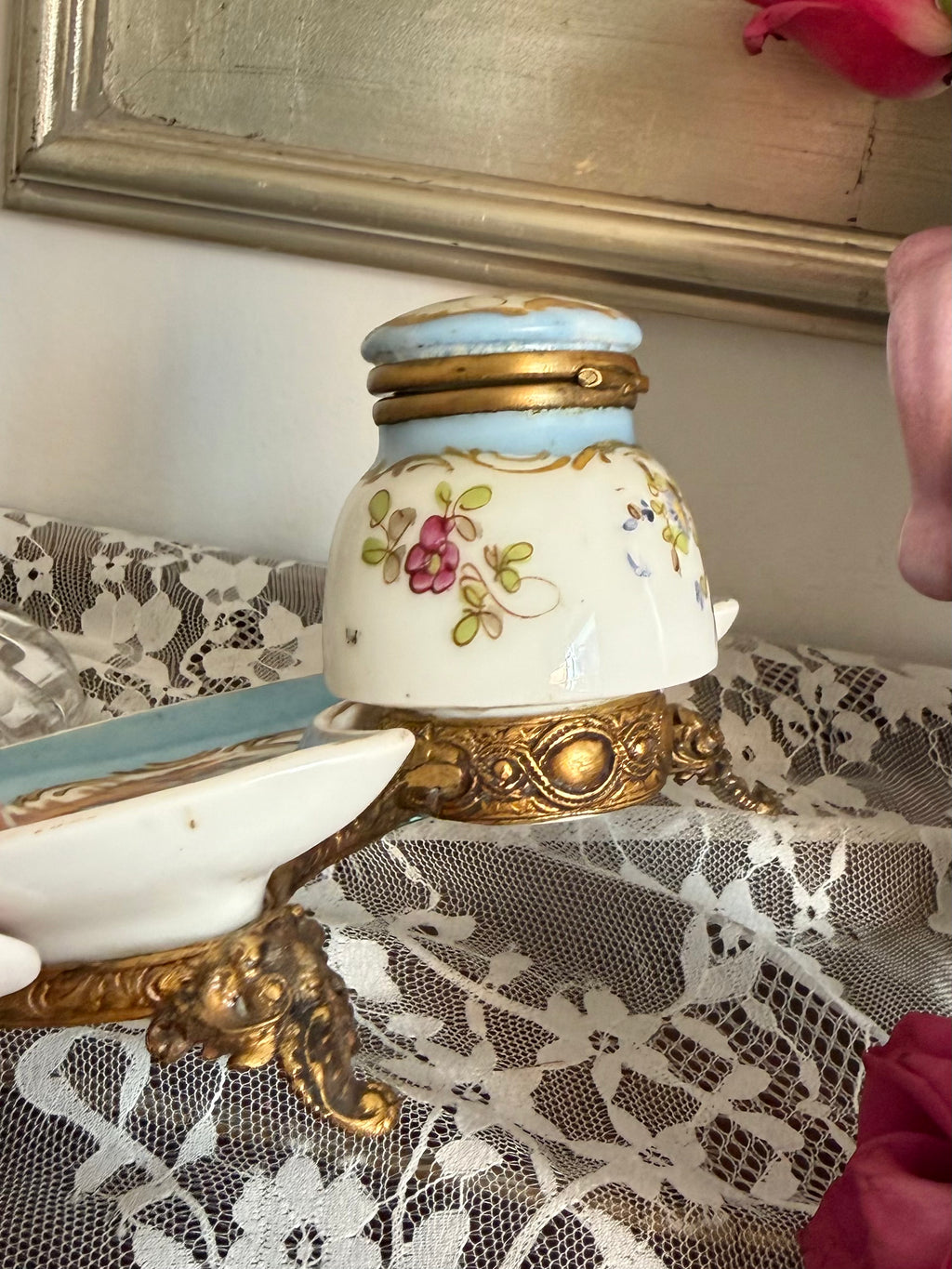 Antique French Porcelain Inkwell