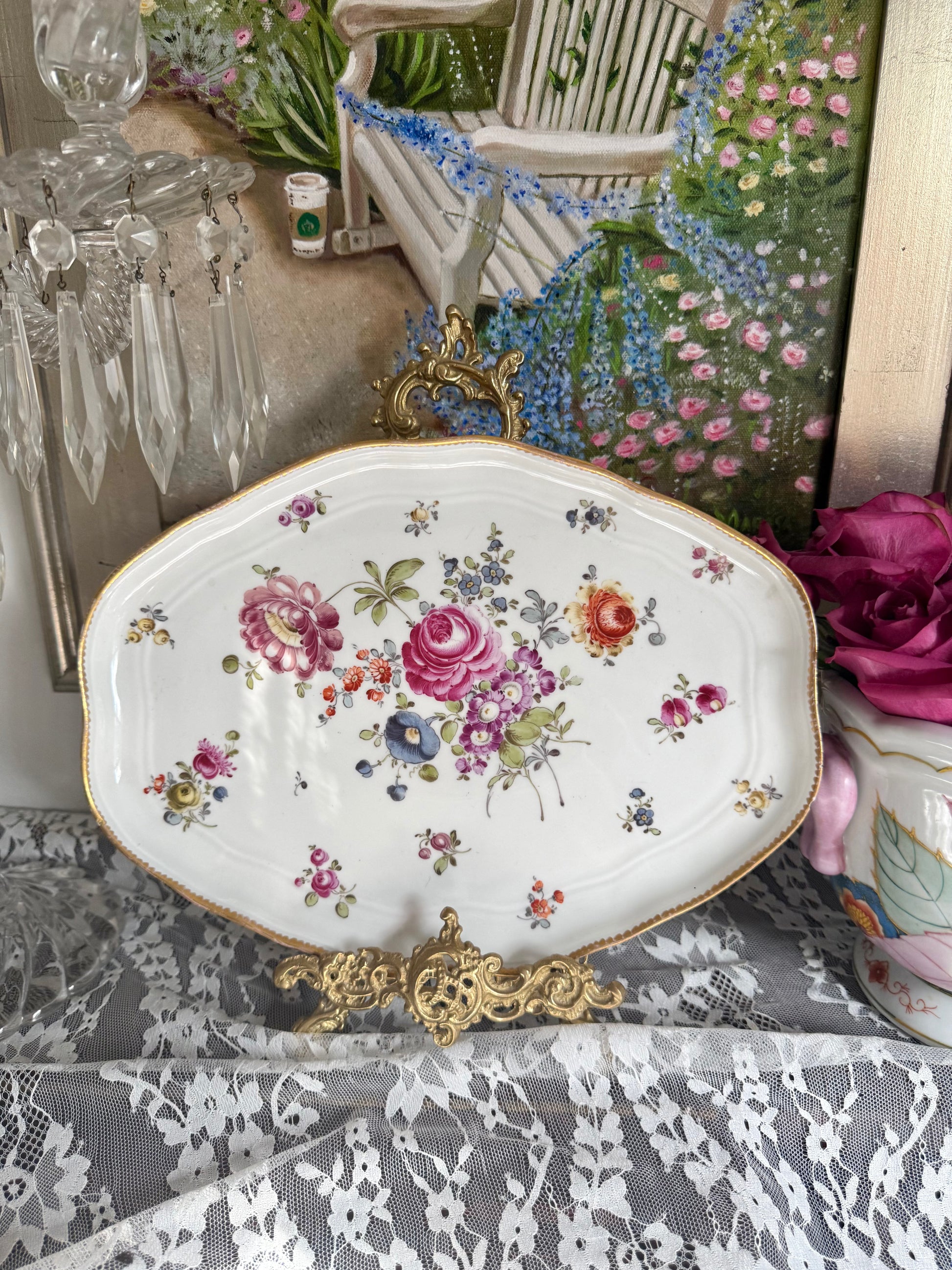 Antique Meissen Floral Platter