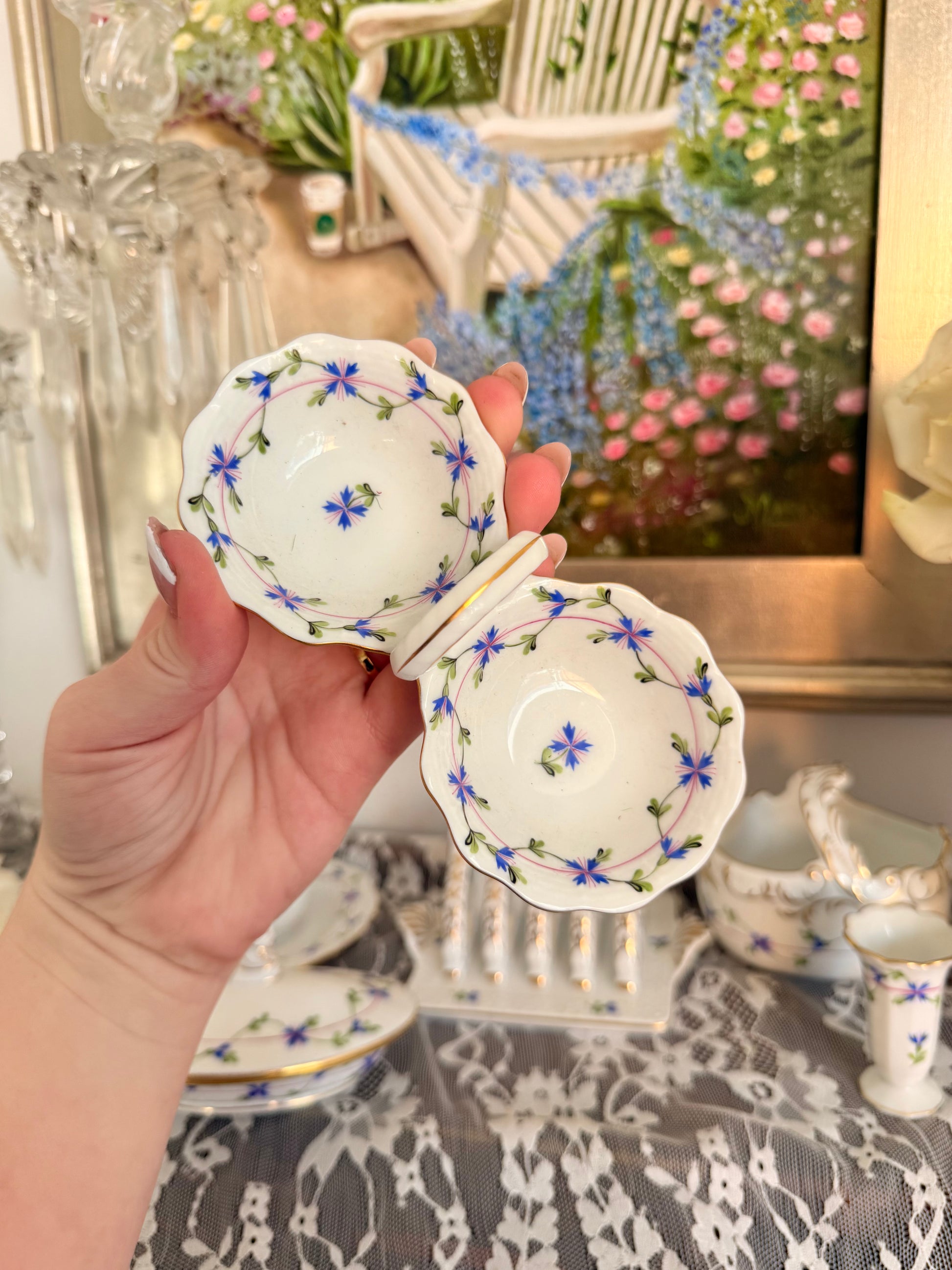 Herend Blue Garland Double Salt Dish