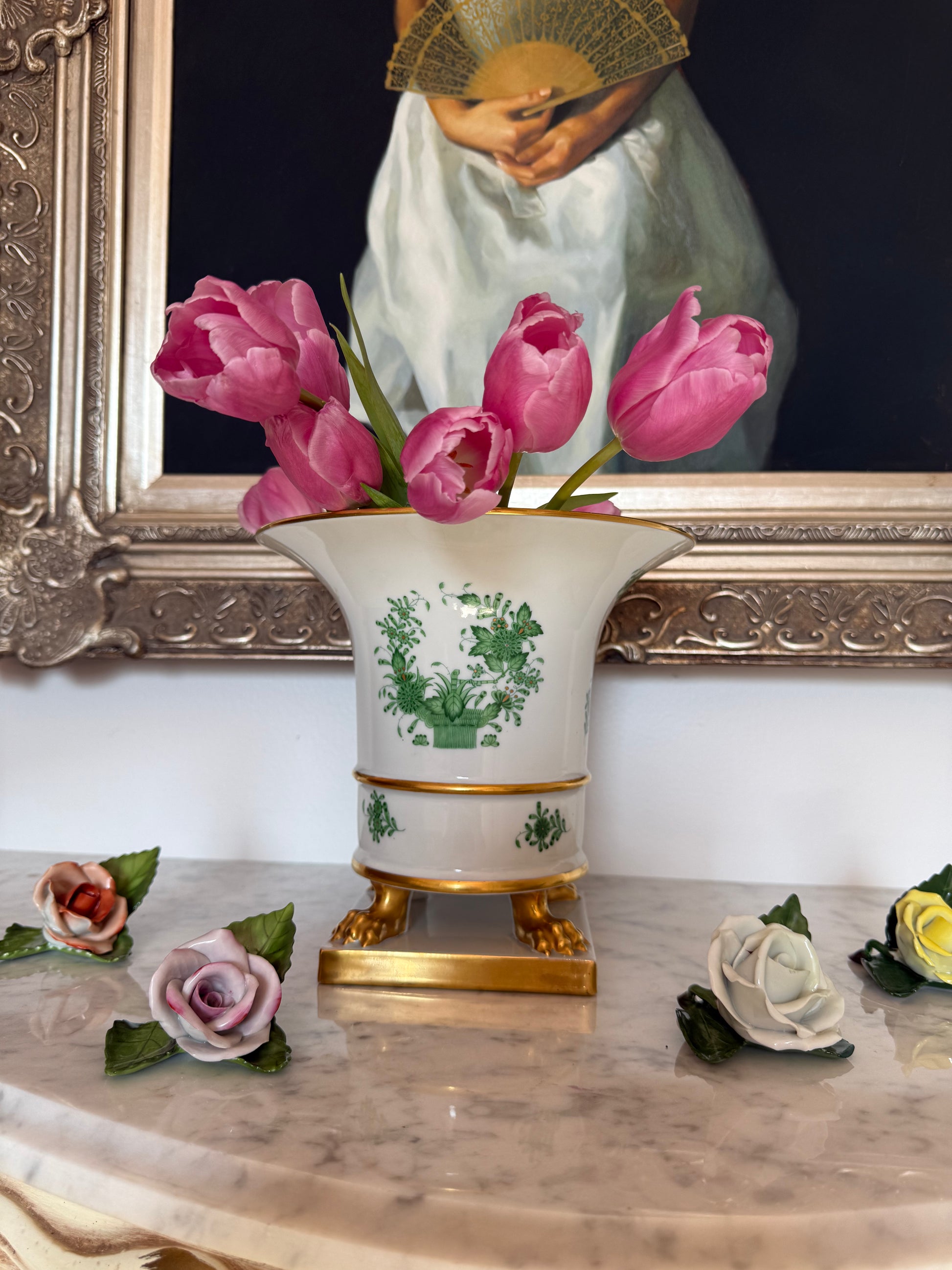 Herend Green Chinese Bouquet XXL Vase