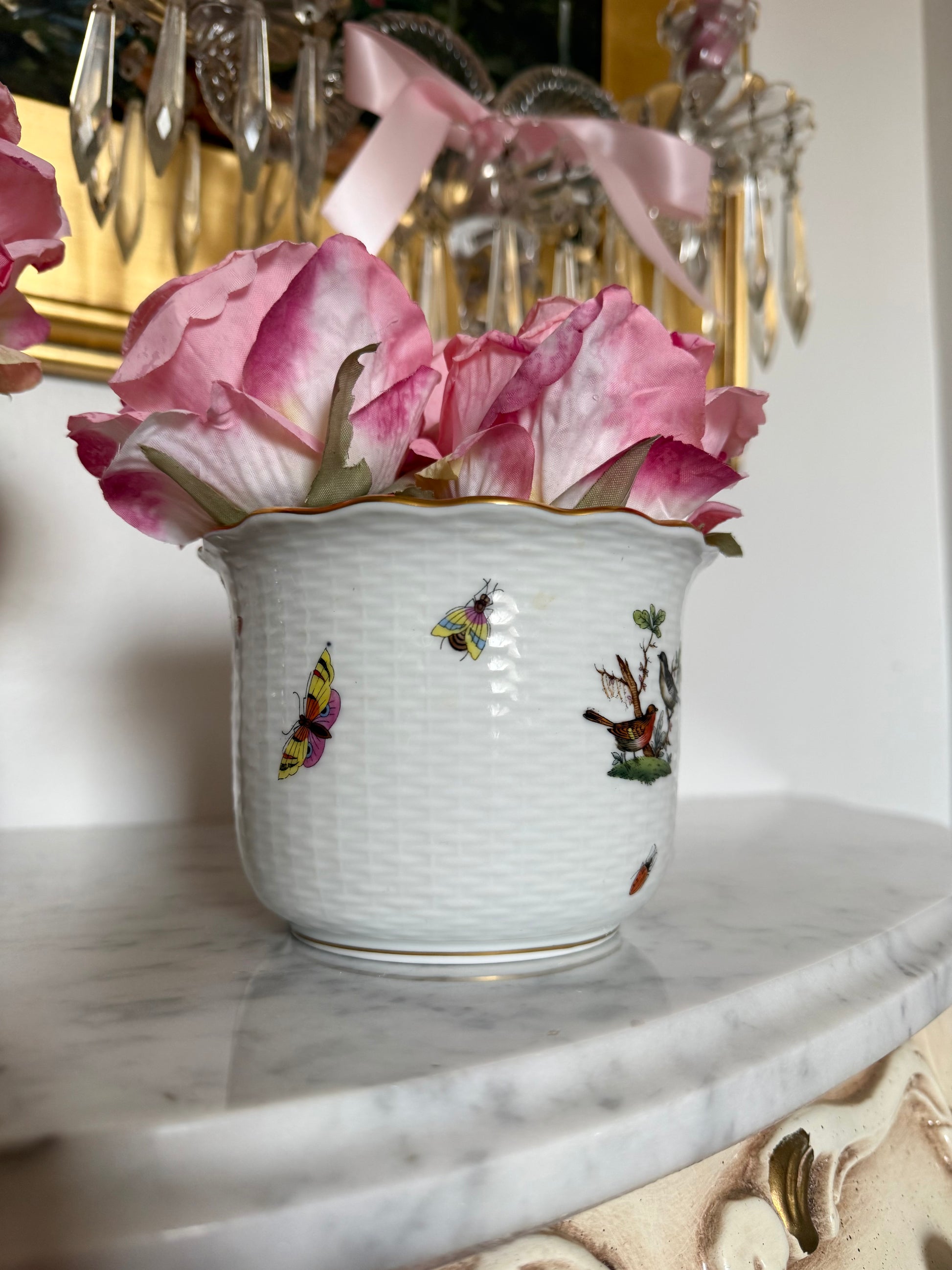 Herend Rothschild Bird Pattern Cachepot