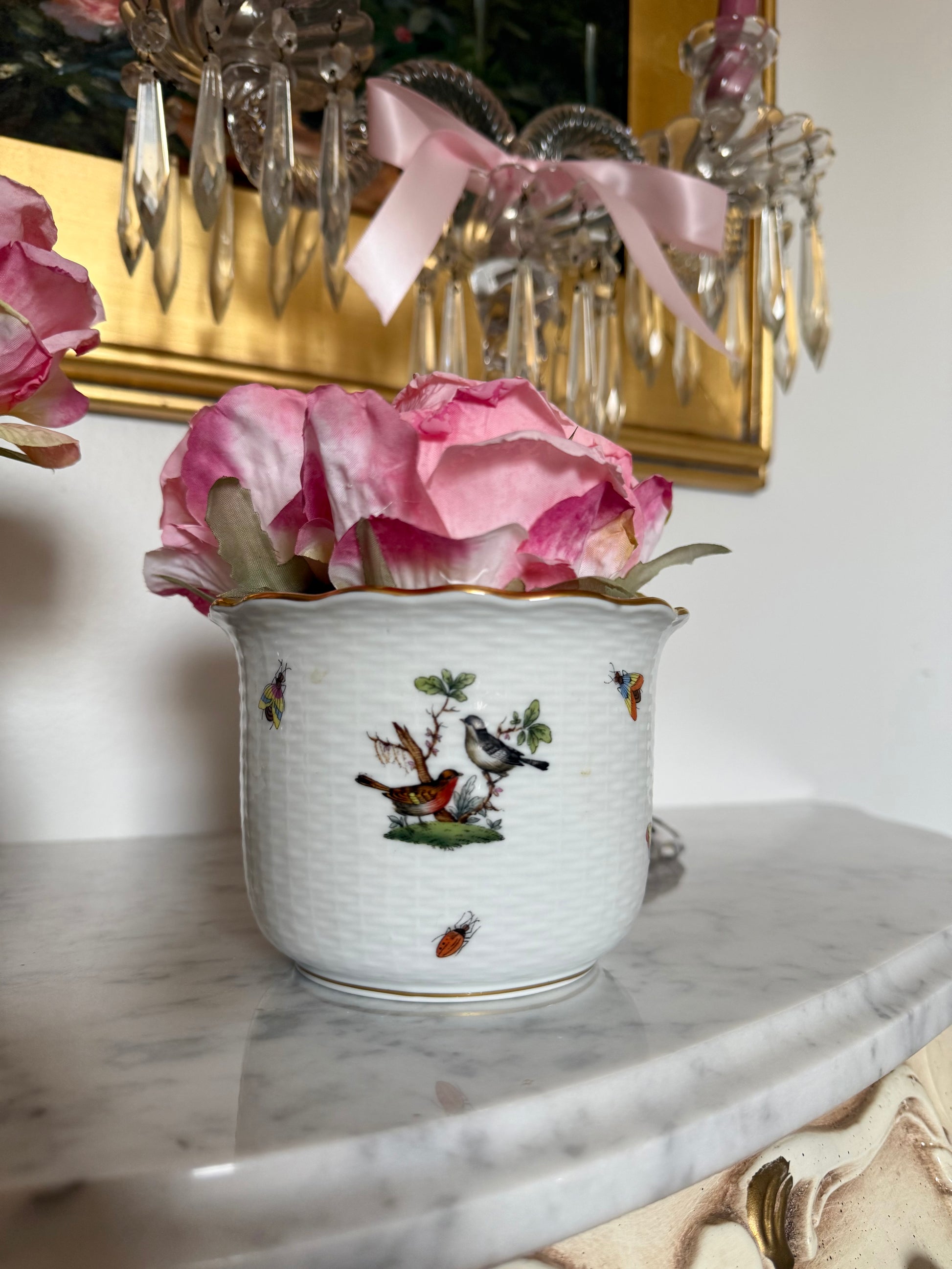 Herend Rothschild Bird Pattern Cachepot