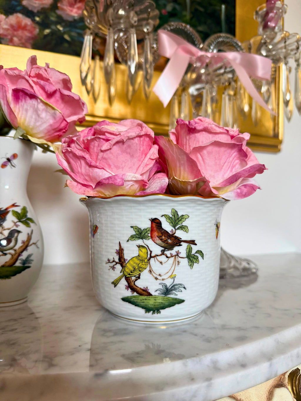 Herend Rothschild Bird Pattern Cachepot
