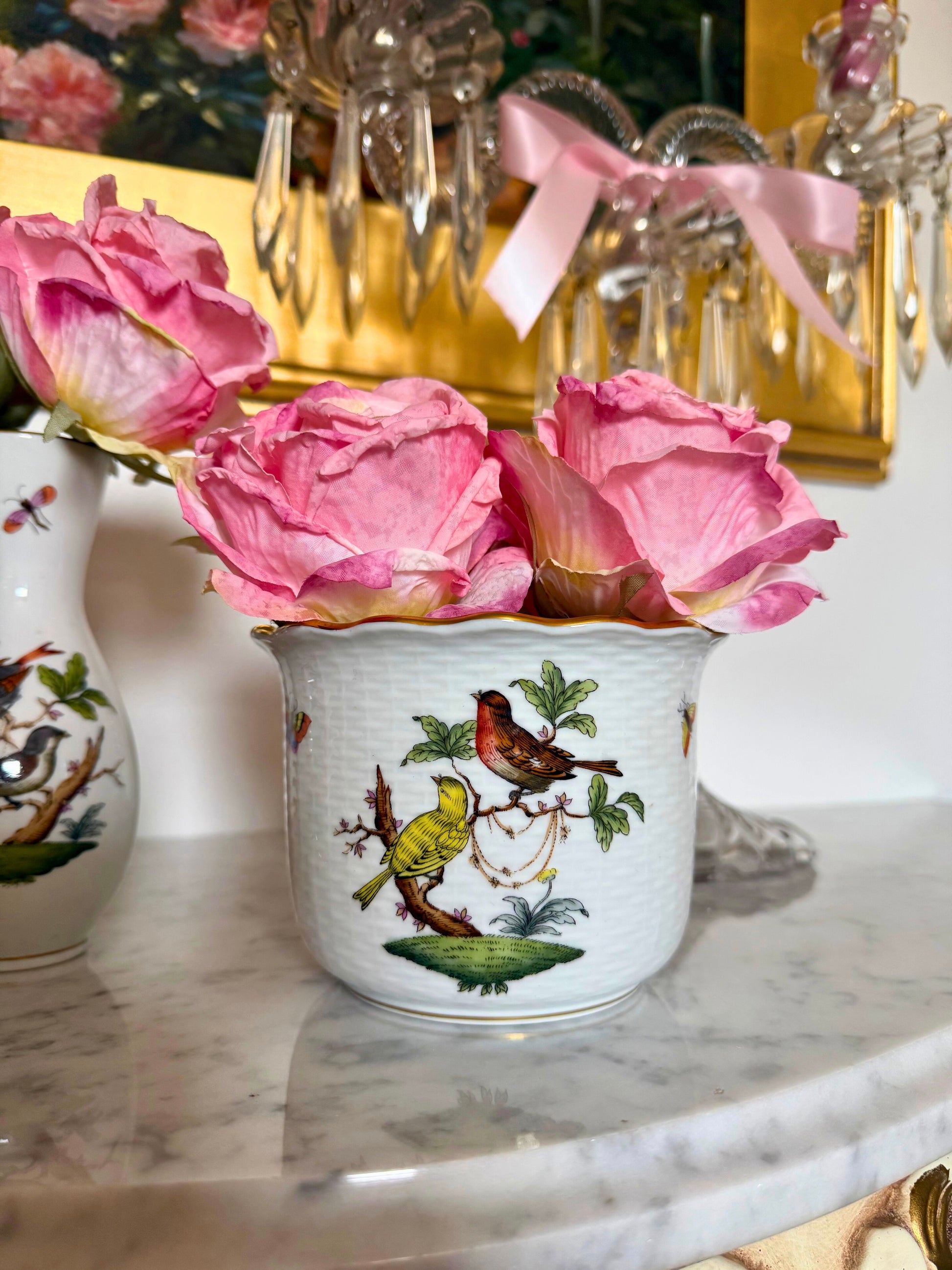 Herend Rothschild Bird Pattern Cachepot