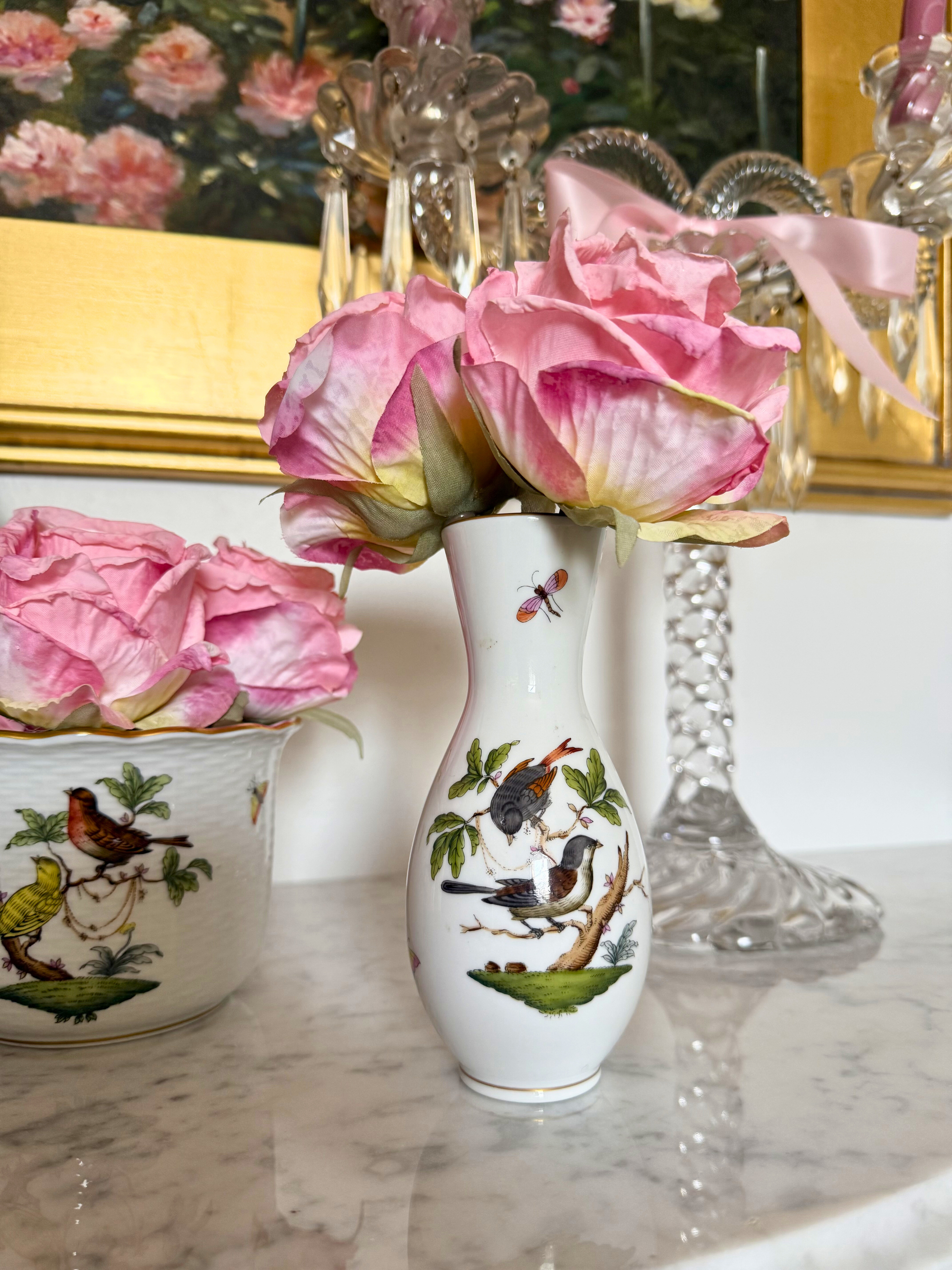 Herend Rothschild Bird Pattern Bud Vase