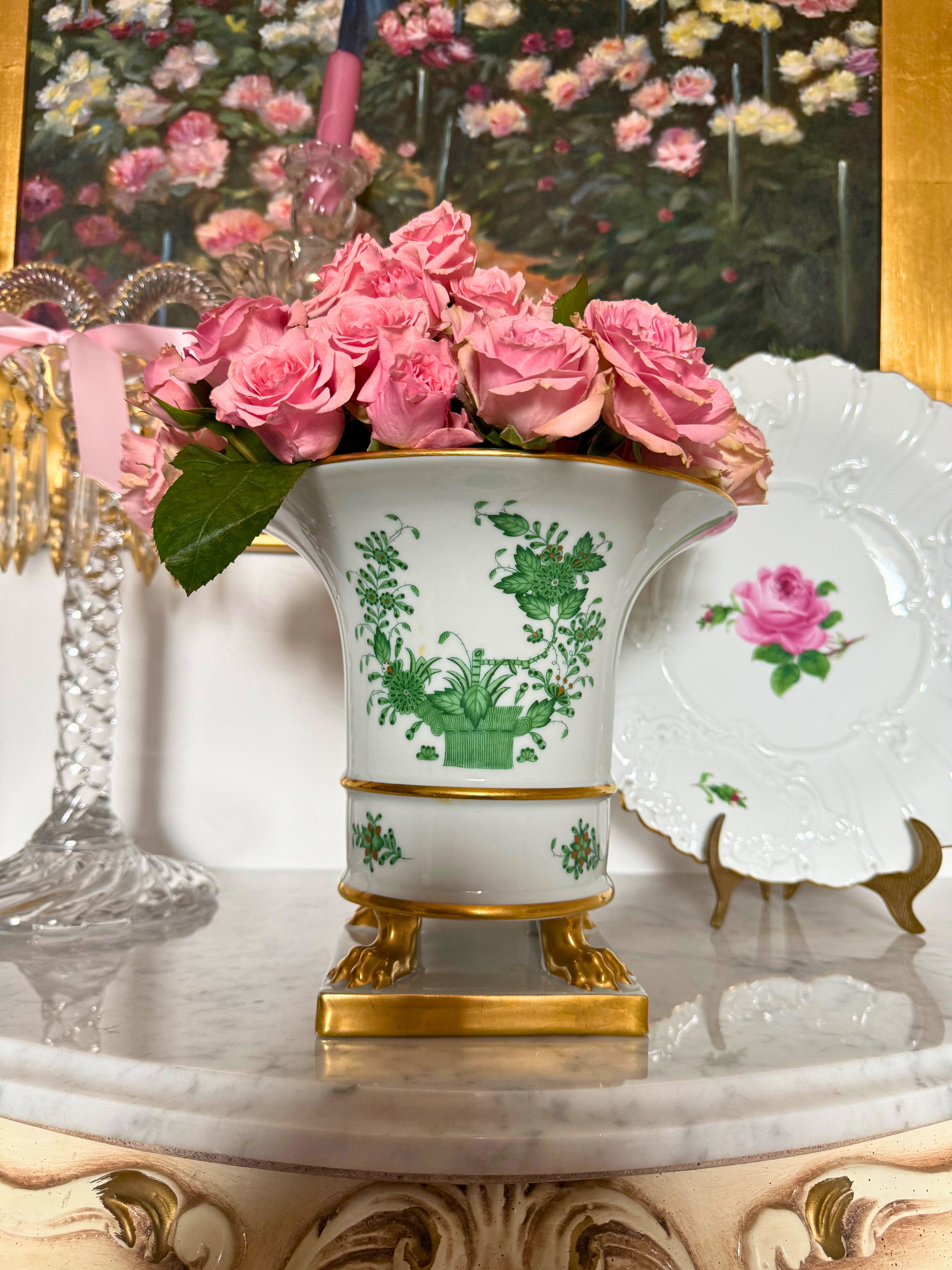 Herend Green Chinese Bouquet XXL Vase